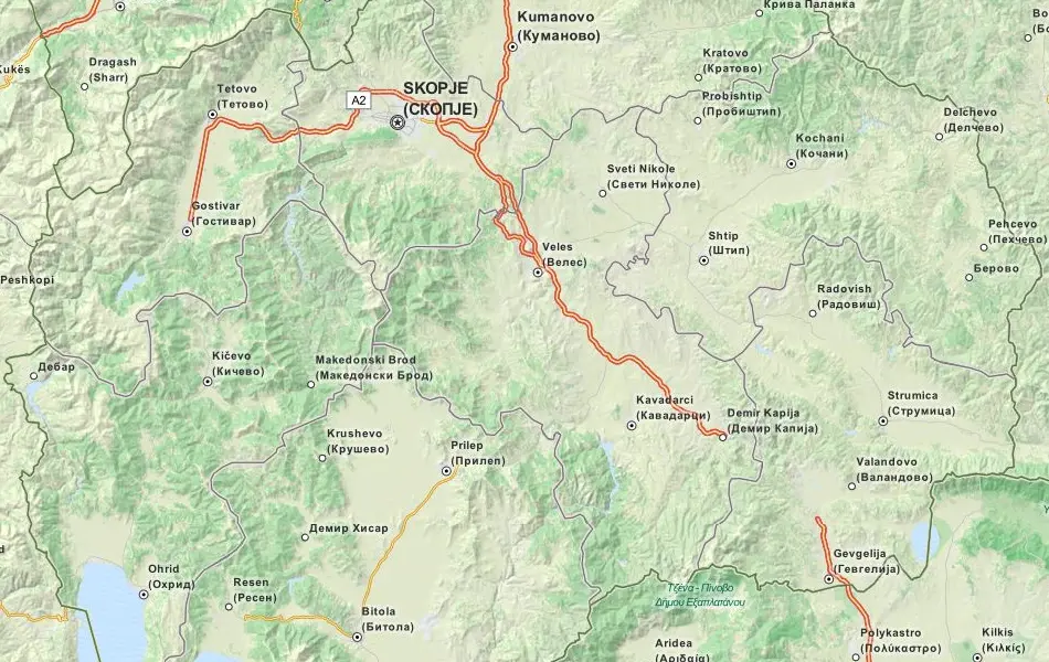 Map of Macedonia in ExpertGPS GPS Mapping Software